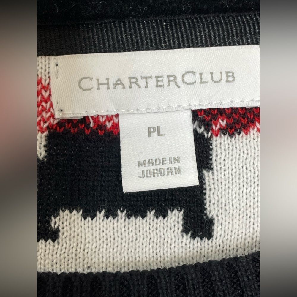 Charter Club Crewneck Sweater Scottie Dogs Black PL - Picture 5 of 6